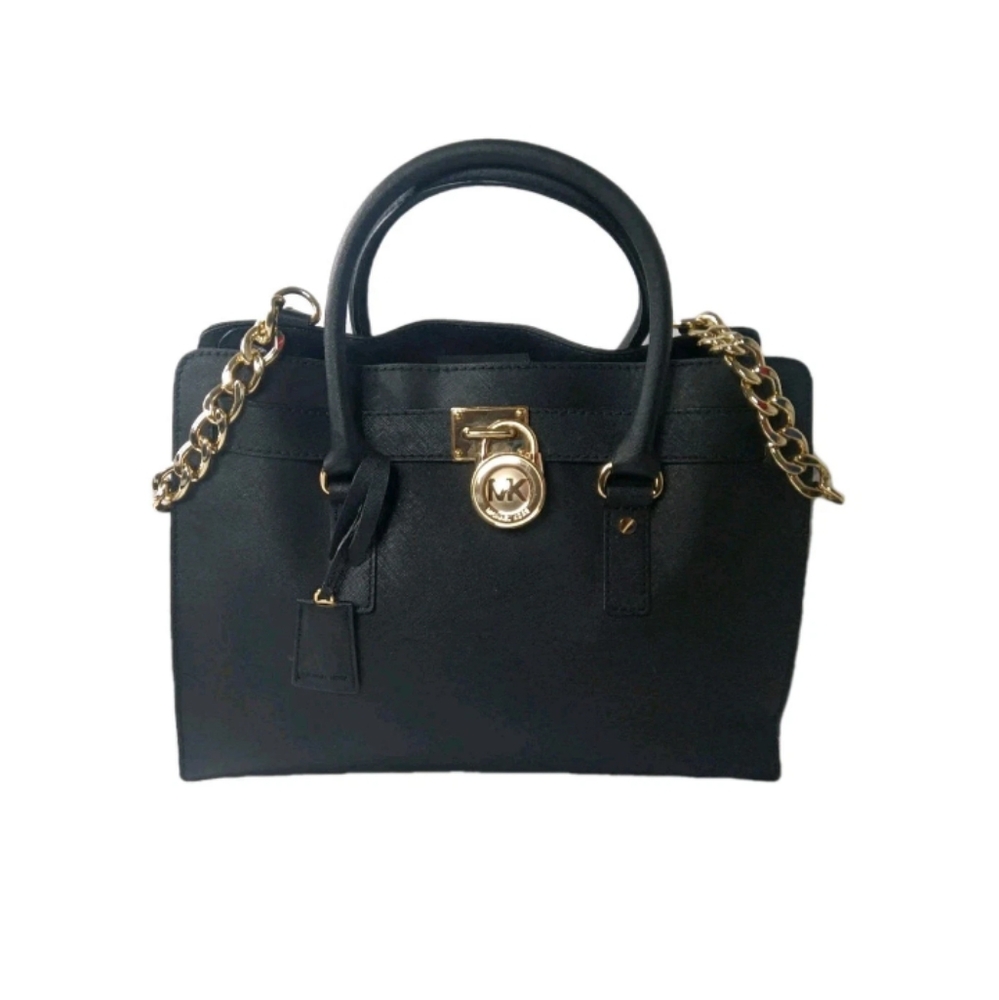 Michael Kors black Saffiano Leather Hamilton East West Studio Handbag Tote - Picture 2 of 12